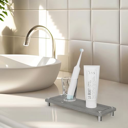 Kitchen Sink Caddy Water Absorbing Stone Tray For Sink, Diatomite Bathroom Countertop Tray Organizer, Faucet Stone Drying Mat Coaster Soap Dish Sponge Dispenser Holder (Grey) - color: Grey
