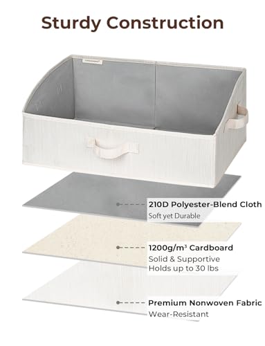 StorageWorks Closet Baskets for Shelves, Trapezoid Storage Bins, Closet Organizers and Storage, Clothes Organizing Bins, Large, Mixing of Beige, White & Ivory, 3-Pack - color: Mixing of Beige, White & Ivory, size: Large
