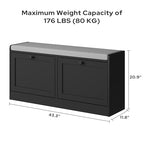MHOM Black Modern Entryway Bench with 2 Flip Drawers, Shoe Bench with Padded Seat Cushion, Wooden Storage Bench for Hallway and Entryway - color: Black
