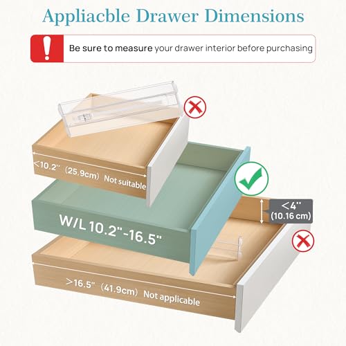 Vtopmart 8 Pack Drawer Dividers for Clothes, 4" High 10.2"-16.5" Adjustable Expandable Dresser Drawer Organizer, Clear Plastic Separators for Dresser, Baby Clothing, Underwear, Cosmetic, Toiletries - size: 4" H,10.2-16.5" L
