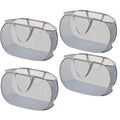 4 Piece Popup Mesh Laundry Basket Durable Handles Collapsible Laundry Baskets Folding Clothes Pastic Hamper for Laundry Room College Dorm (Gray) - color: Gray