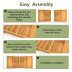 Suli Large Silverware Drawer Organizer，Adjustable Kitchen Flatware for Forks Knives and Spoons， Bamboo Cutlery Utensil Holder,Expandable from 22in-37in，Natural Bamboo