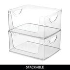 iDesign Stackable Open-Front Storage Bin with Handles for Kitchen, Clear, Made in USA - style: Pack of 1