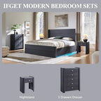 IFGET Modern 5 Drawer Dresser for Bedroom, Wooden Chest of Drawers with Curved Profile Design, 39.6" Tall Wood Dresser with Golden Metal Handle for Bedroom, Living Room, Hallway, Dark Grey - color: Dark Grey