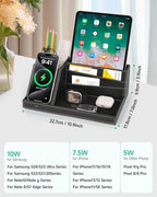 Valet Tray, Built in Wireless Charging Pad, Nightstand Organizer, Dresser Organizer, Mens Jewelry Box, Valet Charging Station, Faux Leather Valet Tray for Men and Women (Black+Wireless) - color: Black