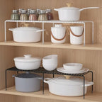 Expandable Cabinet Organizer for Kitchen Cupboard Under Sink Countertop Bathroom Bedroom Office Table Desk Counter Storage Organization Rack Saver Stackable Saving iron Frame Rust Resistant (White)
