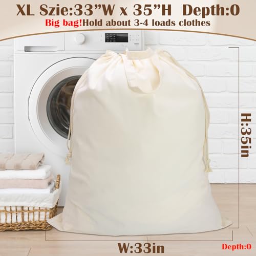 Canvas Laundry Bag 33"Wx 35"H, Thick Canvas Laundry Bag with Handles & Drawstring, Extra Large Heavy Duty Washable Basket Liner Hamper Liner Storage Sack (Beige XL, 1 Pack) - color: Beige, size: XL 33"W x 35"H┃1 Pack