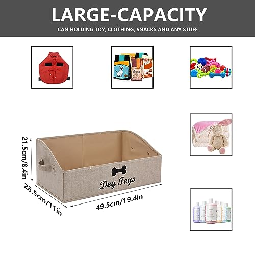 Morezi Linen-cotton blend dog toy basket and dog toy box, dog toy basket storage - Perfect for organizing pet toys, blankets, leashes, chew toys - Khaki Stripe - Dog - color: Dog Khaki Stripe