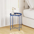 Garden 4 you Small Side Table, Blue Mini Round End Table, Tray Table with Metal Frame, Modern Nightstand for Living Room, Bedroom, Patio, Small Space, 1pcs - color: Blue, size: 1 PCS