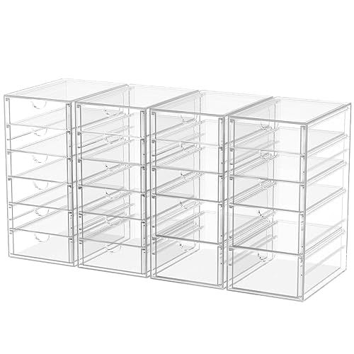 caktraie Desk Organizers And Accessories With 22 Drawers, 4 Pack Office Desktop Drawers, Plastic Makeup Organizer Containers Bins With Drawers Desk Organization, Bathroom Organizers Storage Case Box - size: 22 Drawers