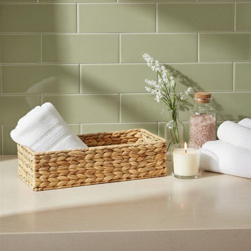 Household Essentials Water Hyacinth Rectangular Storage Basket, Natural - color: Natural