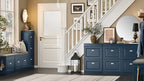 Haotian Small Shoe Storage Bench, Narrow Shoe Cabinet Entryway with 1 Flip-Drawer and Seat Cushion, Mini Shoe Rack Hallway Entrance Mudroom, Navy Blue FSR82-K-B - color: Navy, size: 1 Drawer:24x9.4x20"