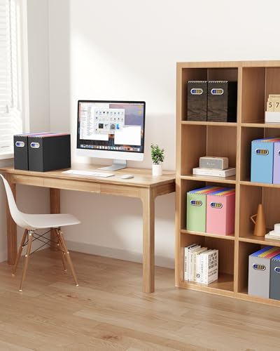 Oterri Cardboard File Organizer Box for Hanging File Folders Letter Size,File Box for Computer Desk,File Cabinet,Working Home,Office,Classroom (Brown Wood Grain Print, Letter Size - 8 Packs) - color: Brown Wood Grain Print, size: Letter Size - 8 Packs