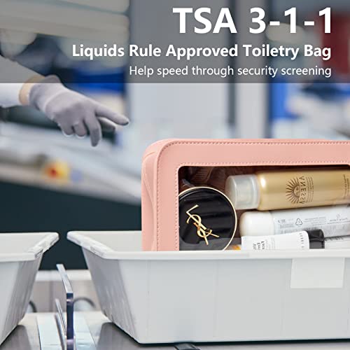 LETGO Clear Makeup Bags, TSA Approved Toiletry Bag with Zipper, Clear Makeup Organizer Fit Carry-on Travel Essentials,Clear Cosmetic Bags for Women Men (C-Pink) - color: C-Pink