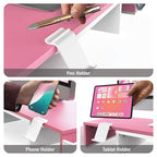 Simple Houseware Desk Dual Monitor Stand Riser with Drawer, Pink - color: Pink