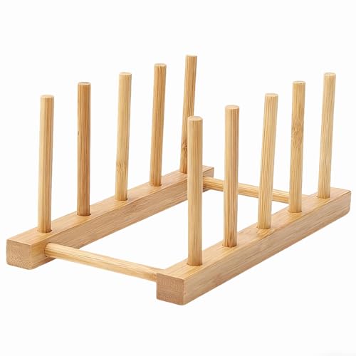 Kunovo Bamboo Dish Rack,Pot lid/Plate/Cutting Board Organizer for Kitchen cabinets,Bottle Drying Holder… (4G) - color: 4g