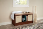 ClosetMaid 1309 3-Cube Storage Bench, Dark Cherry with Tan Cushion - color: Dark Cherry With Tan Cushion