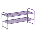SUFAUY 2-Tier 33" Wide Shoe Rack Closet Metal Wire, Stackable, Purple - color: Purple, size: 2 Tier
