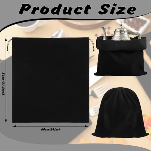 Ferraycle Silver Storage Bags Oversized 24 x 32 Inch Zipper Anti Tarnish Cloth Bag for Silver Storage, Tray, Jewelry, Flatware, Vase, Polishing,Tarnish Cleaning(Black) - color: Black