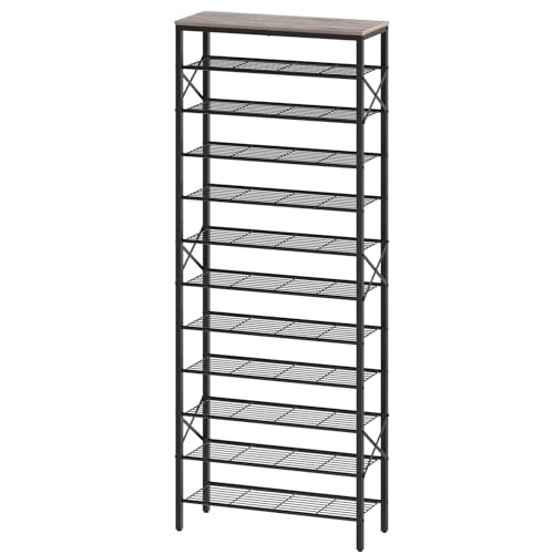 YATINEY 12 Tier Shoe Rack, Large Capacity Shoe Storage Organizer Holds 48 Pairs, Sturdy and Stable, for Entryway, Hallway, Closet, Dorm Room, Greige and Black SS12BG - color: Greige + Black, size: 27.8" x 10.8" x 79.3"