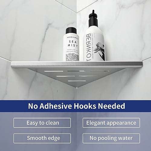 8'' Corner Shower Shelf 2PCS, 304 Stainless Steel Recessed Bathroom Shelves for Tiled Wall, Grout in Shelf (8'', Silver) - color: Silver, size: 8''