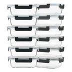 GULFLIN 12 Pack 22oz Glass Meal Prep Containers, Food Storage Containers with Lids, Air-Tight, Leak-Resistant, Freezer to Microwave Safe - Grey Set - color: 22oz,Same Size - 12 Pack,Grey Set
