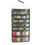 NIMES Hanging Closet Underwear Sock Bra Organizer Dual-Sided Accessories Storage With 42 Clear Pockets (GREY)