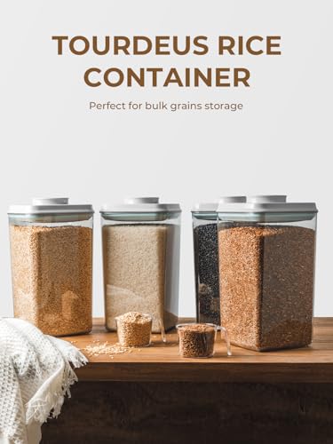 Airtight Food Storage Containers with One-Hand Pop Lid, 4-Pack 4.22Qt Large Modular Organizers with Measuring Scoops, BPA-Free Containers for Rice, Flour, Baking Supplies, Snacks & Laundry Pods - color: 4 Pcs Containers - 4.22Qt