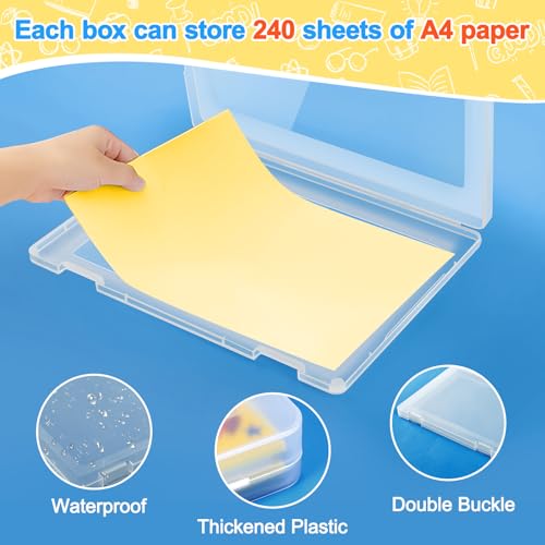 1 Pack A4 File Box Paper Organizers Holder, Transparent Document Paper Project Case, Plastic Paper Storage Container Box File Protector for Magazine, Scrapbook, Office School Supplies
