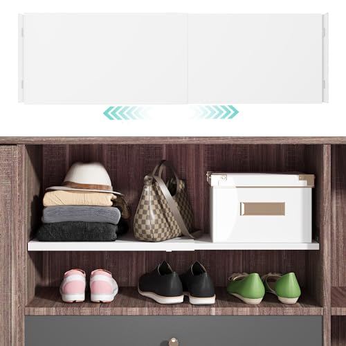 Expandable Closet Tension Shelves Organizers, Heavy-Duty Metal Tension Shelf, Adjustable Locker Shelf Cabinet for Closets Wardrobe Pantry Cupboard Kitchen Laundry - size: 1Pack/Normal, Large, W11.8" x L(17 "~ 31.5")