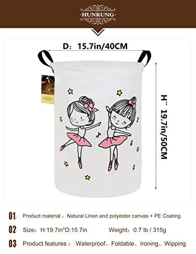 Collapsible Fabric Storage Basket, Waterproof Laundry Hamper with Handles, Round Storage Bin for Clothes Toys, Foldable Organizer for Bedroom Nursery Bathroom(Round-Dancing girl) - color: Round-Dancing girl