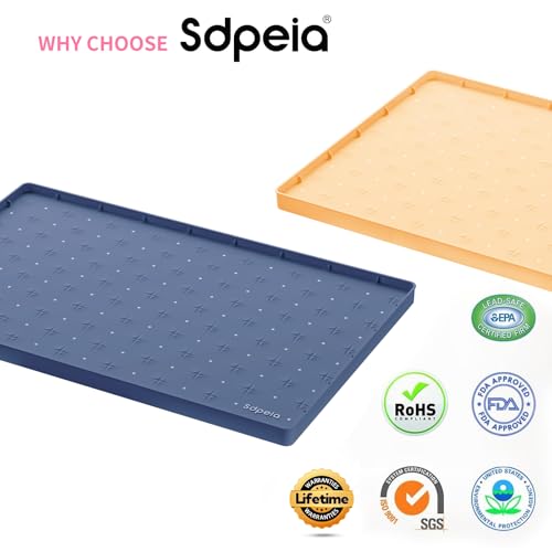 Sdpeia Under Sink Mat 22"×19" Waterproof Silicone Cabinet Liner & Sink Protector for Kitchen & Bathroom, Multi-Purpose Organizers Tray for Pets, Laundry, Cat Litter Mat - color: Abyssal Blue, size: 19"W x 22"L