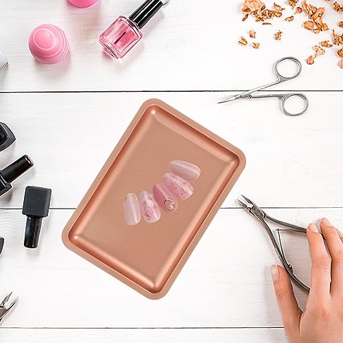 Beavorty Stainless Steel Jewelry Tray Organizer Stylish Multi-use Display Storage Plate for Clutter Desktop and Easy to Clean Stable Base for Items - color: Rose Gold
