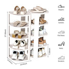 NestOrganix 10 Tier Vertical Shoe Rack, Stackable Narrow Shoe Rack Organizer for Entryway Closet Corner, Free Standing Shoe Rack Tower Shelf, Space Saving, Curved, Off White