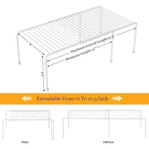 Kitchen Cabinet Organizer and Storage Shelves Expandable Freezer Shelf Organizer Rack with Scratch Resistant Feet for Counter Pantry Dish Spice Cupboards - color: expandable, size: 1 set