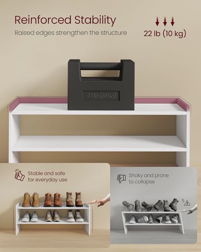 VASAGLE Shoe Rack for Closet, Stackable Shoe Organizer Shelf for Entryway, 2 Tiers, 11.7 x 32.3 x 14.2 Inches, White ULBS060WZ01S - size: 2 Tiers (32.3"W)
