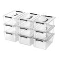 Clear 9-Pack Plastic Storage Bins with Lids, 6 Quart Stackable Containers Organization with Latch Buckle - color: Clear