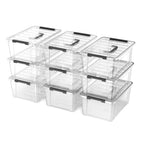 Clear 9-Pack Plastic Storage Bins with Lids, 6 Quart Stackable Containers Organization with Latch Buckle - color: Clear