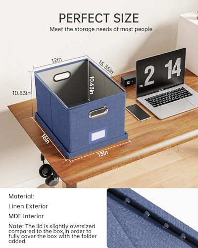 Oterri File Organizer with Lid, File Box, File Cabinet for Letter File Folder Storage, Hanging File Organizer for Office/Decor/Home,Document Organizer, 1 Pack,Blue-Box Only - color: Blue, size: 1 pack