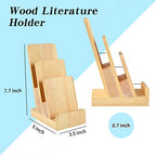 2 Pieces 3-Tier Pine Wood Literature Holder pamphlet display stand Trifold Brochure Organizer Flyer Holder Postcard Display and Countertop Wooden Display Stand Book Display for Magazine Pamphlet