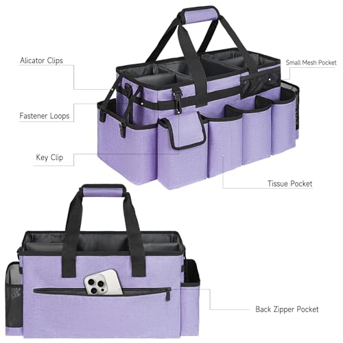 Cleaning Caddy Bag,Extra Large Cleaning Supplies Organizer with Handle for Housekeepers,Purple - color: Purple, size: Extra Large