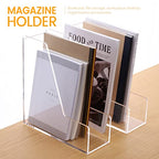 HeZone Magazine Holder, Clear Acrylic Desk Organizers, File Organizer for Desk, Magazine Rack- Desktop Book Storage -Independent Vertical 1 Space-2 Pack - style: 2PC-A4