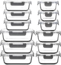 AILTEC 12 Pack Glass Food Storage Containers with Lids, Glass Meal Prep Containers Set with Leak Proof Lids, Airtight Lunch Container for Kitchen, Microwave, Oven, Freezer, Dishwasher Safe, Bpa free - color: gray
