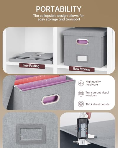 2 Pack File Storage Organizer, Filing Box, Portable File Box with Lid, Fit for Letter/Legal File Folder Storage, Document Organizer, Gray - color: Gray, size: 2 pack