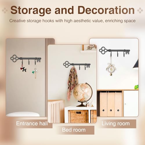 Classic Wall Mounted Key Holder Hook Rack, Vintage Key Rack for Entryway(Bronze Grey) - color: Bronze Grey