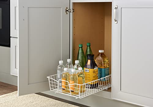 ClosetMaid Pull Out Cabinet Organizer, Heavy Duty, Slide Out Pantry Shelves Drawers for Kitchen, Bathroom, 5.25" H x 13.5" W x 20" D, White - color: One-tier, size: 14-Inch One Tier