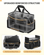 Ytonet Cleaning Caddy Bag with Detachable Apron, Extra Large Cleaning Supplies Organizer with Foldable Dividers, Portable Cleaner Tote with Handle, Cleaner Caddy for Housekeeper, Black - color: Black