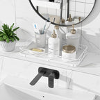Lixple Toilet Paper Basket Holder, 13" Toilet Tank Tray, Wood and Metal Toilet Tray Vanity Organizer Bathroom Tray, Kitchen Sink Organizer for Soap Dispenser (White) - color: White