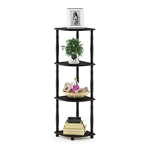 Furinno Turn-N-Tube 4-Tier Corner Display Rack Multipurpose Shelving Unit with Classic Tubes, Espresso/Black, 18114EX/BK, Espresso/Black Classic Tube - color: Espresso/Black, size: 4-Tier Classic Tube