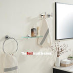 JQK Bathroom Glass Shelf Chrome, Tempered Glass Shower Storage 8 by 5 inches, 304 Stainless Steel Polished Chrome Wall Mount 2 Pack, TGS101L8-CH-P2 - color: Chrome, size: 8 Inch (2 Pack)